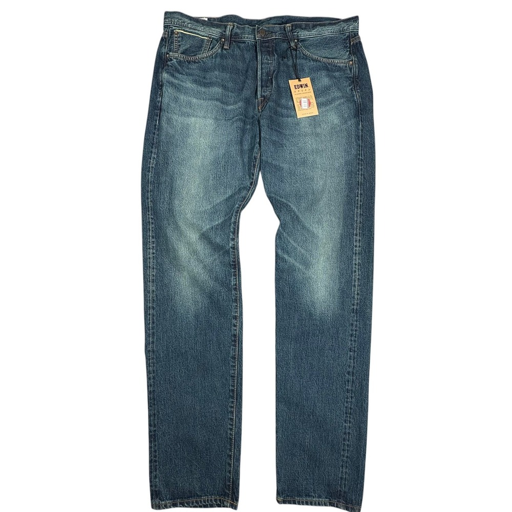EDWIN Akita Rainbow Selvedge Jeans Mens 36x34 Blue Denim Button Fly Japan NWT